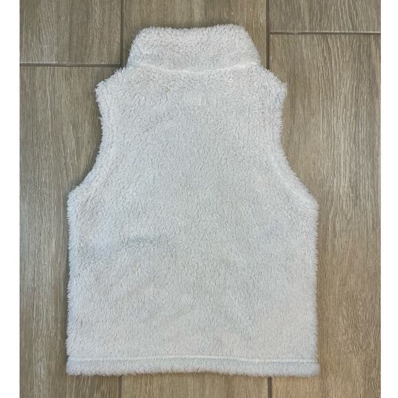 Patagonia Girls Los Gatos Furry Fleece Vest White Size S 7-8 Zip Up - Picture 2 of 10